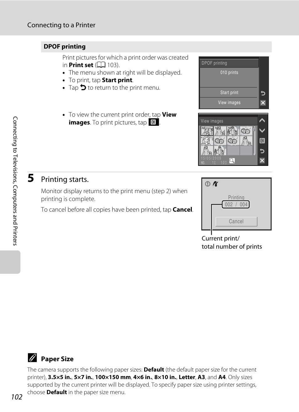 Printing starts | Nikon S230 User Manual | Page 114 / 180