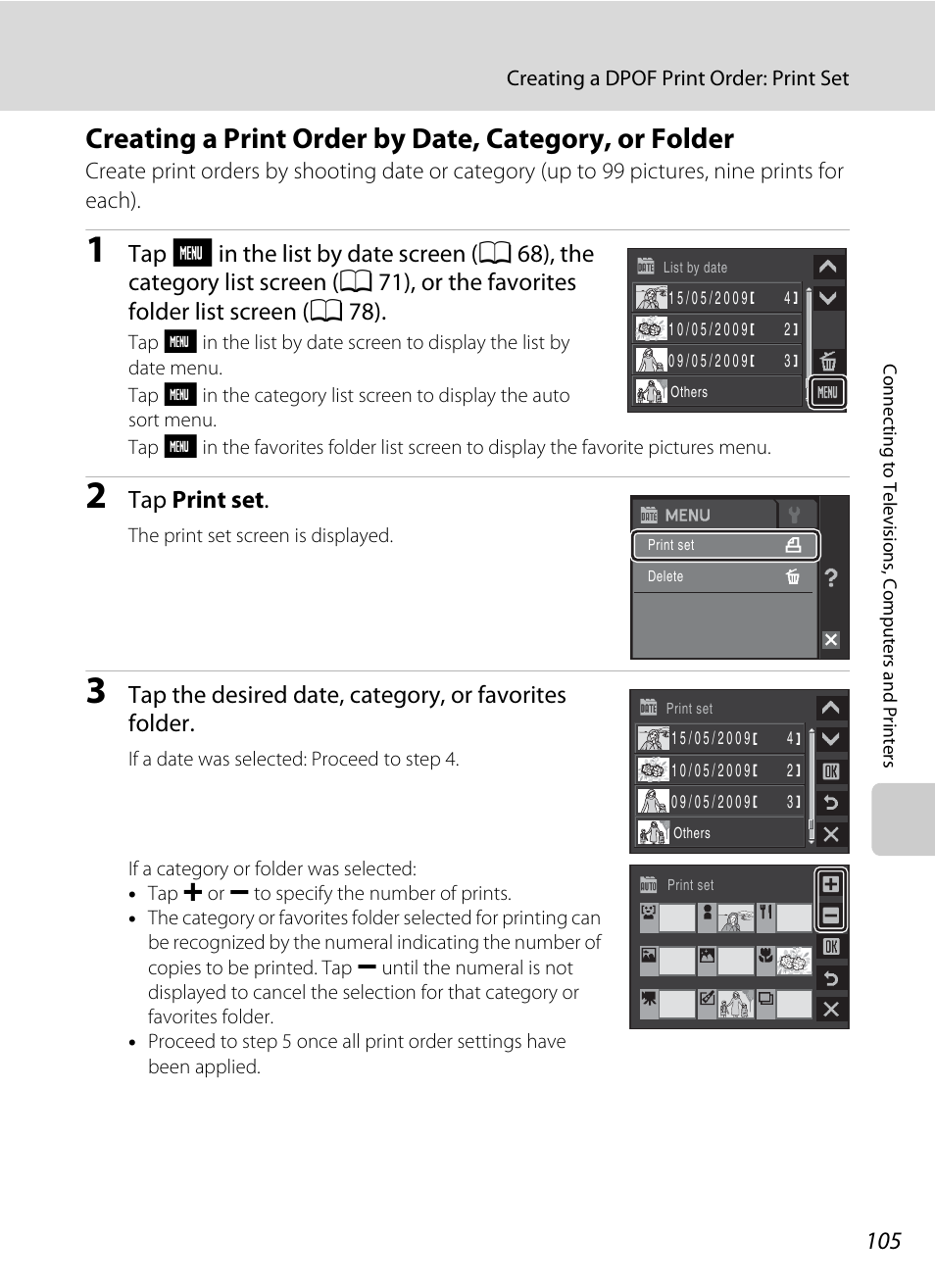 A 105, Tap print set | Nikon S230 User Manual | Page 117 / 180