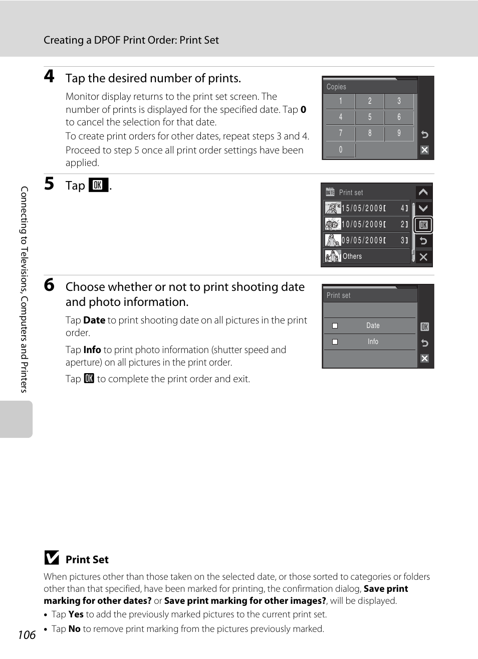 Tap the desired number of prints, Tap i | Nikon S230 User Manual | Page 118 / 180