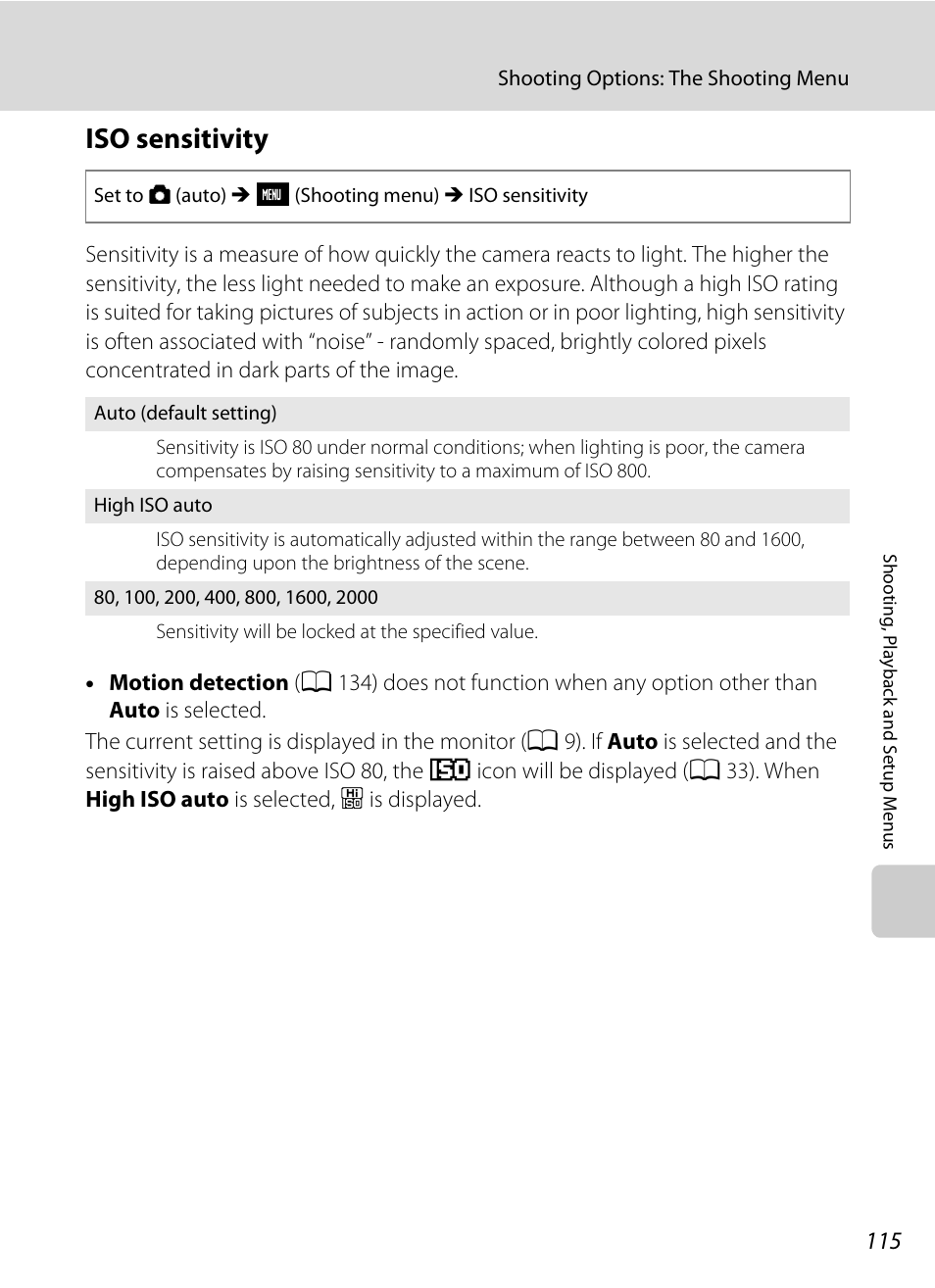 Iso sensitivity, A 115, A 115) is f | Nikon S230 User Manual | Page 127 / 180