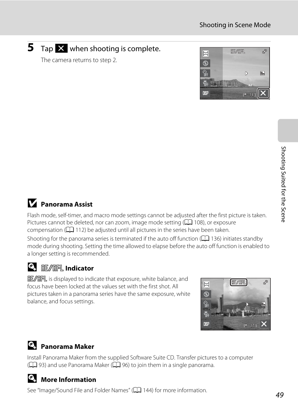 Tap h when shooting is complete | Nikon S230 User Manual | Page 61 / 180