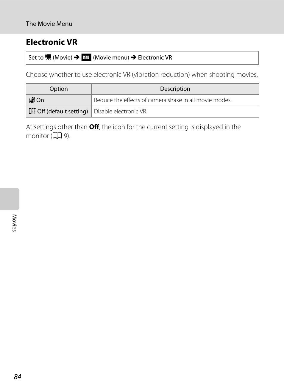 Electronic vr, A 84 | Nikon S230 User Manual | Page 96 / 180