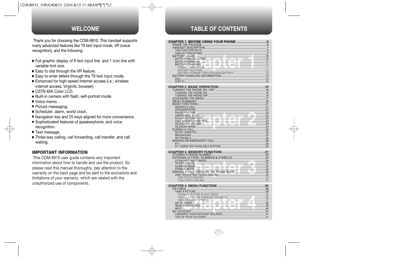 Chapter 1 chapter 2 chapter 3 chapter 4 | Audiovox Flasher V7 User Manual | Page 3 / 62
