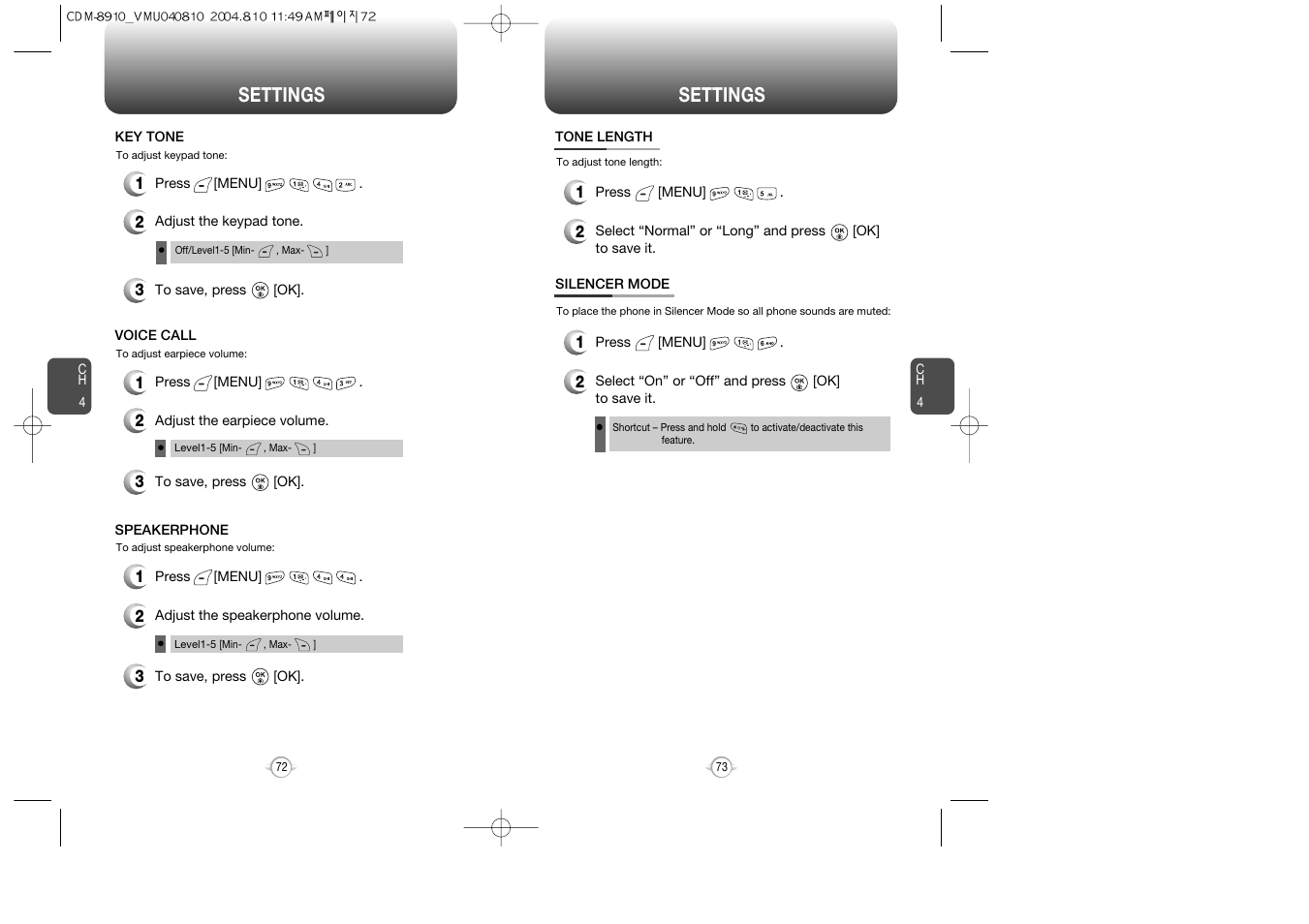 Settings | Audiovox Flasher V7 User Manual | Page 39 / 62