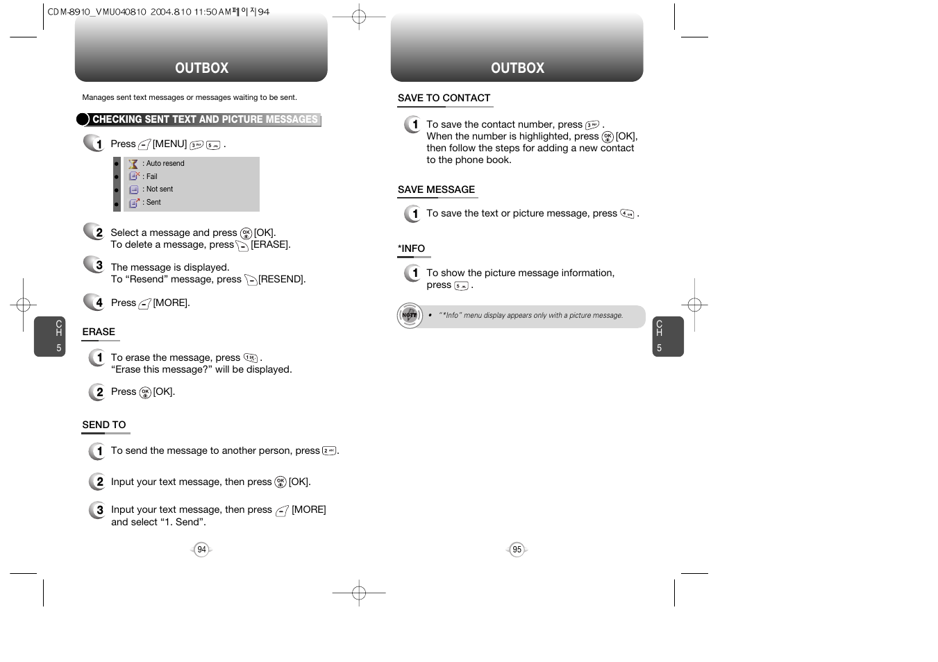 Outbox | Audiovox Flasher V7 User Manual | Page 50 / 62