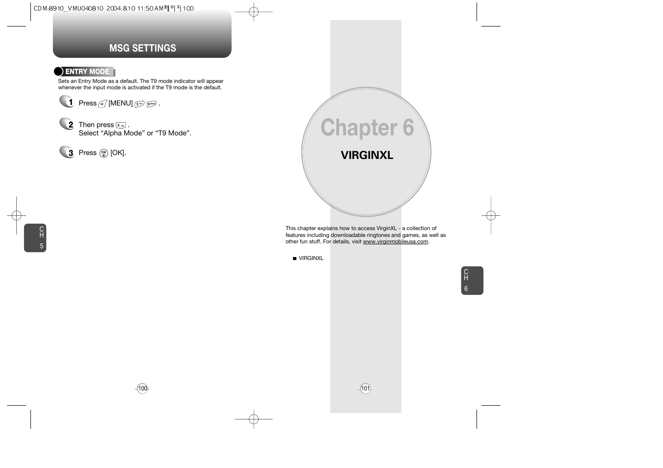 Chapter 6, Virginxl | Audiovox Flasher V7 User Manual | Page 53 / 62