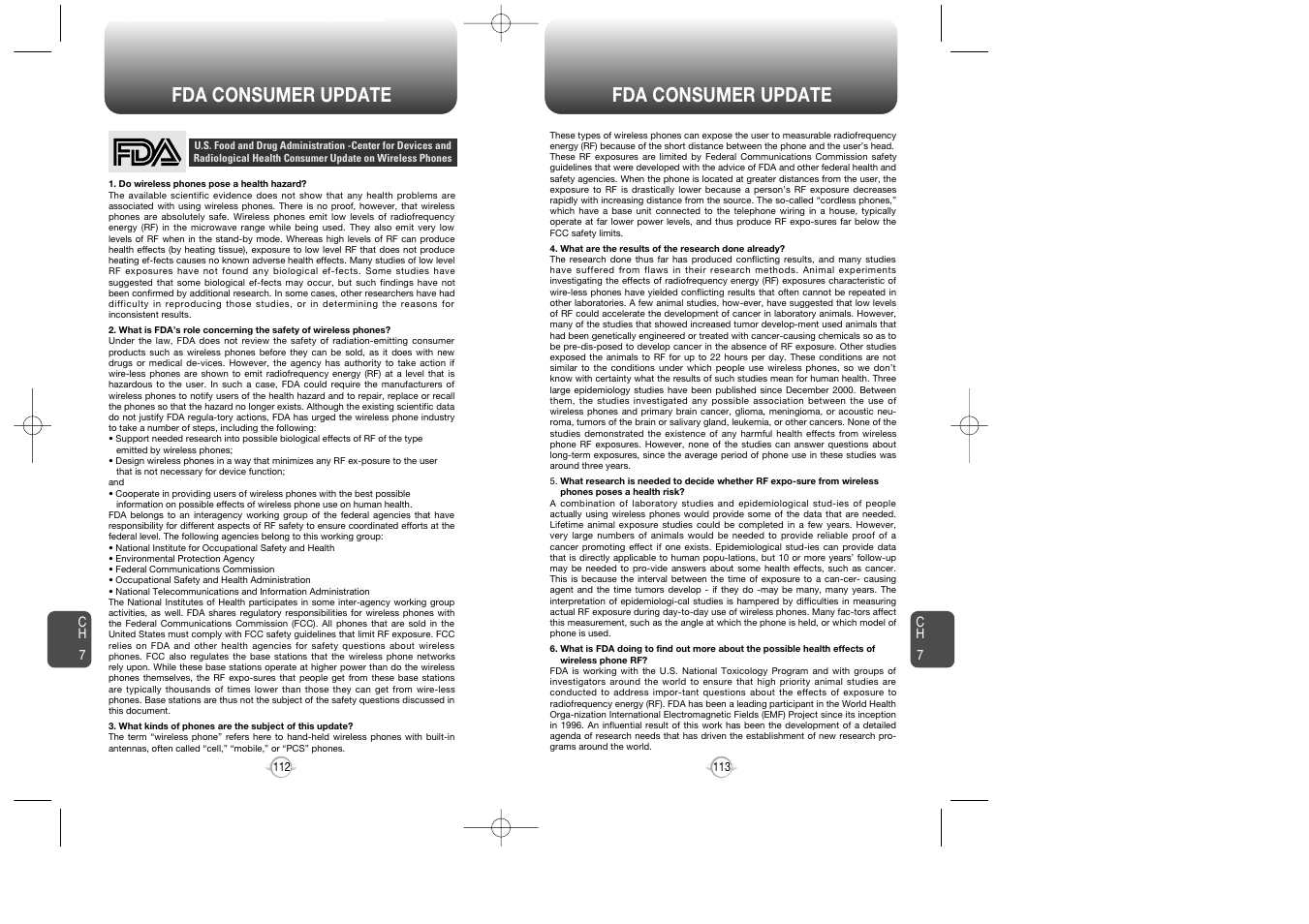 Fda consumer update | Audiovox Flasher V7 User Manual | Page 59 / 62
