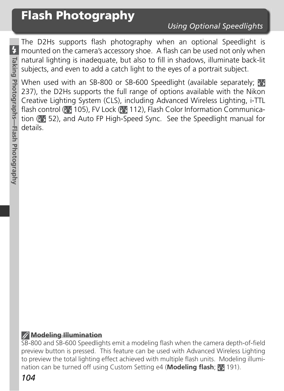 Flash photography | Nikon D2HS User Manual | Page 118 / 271