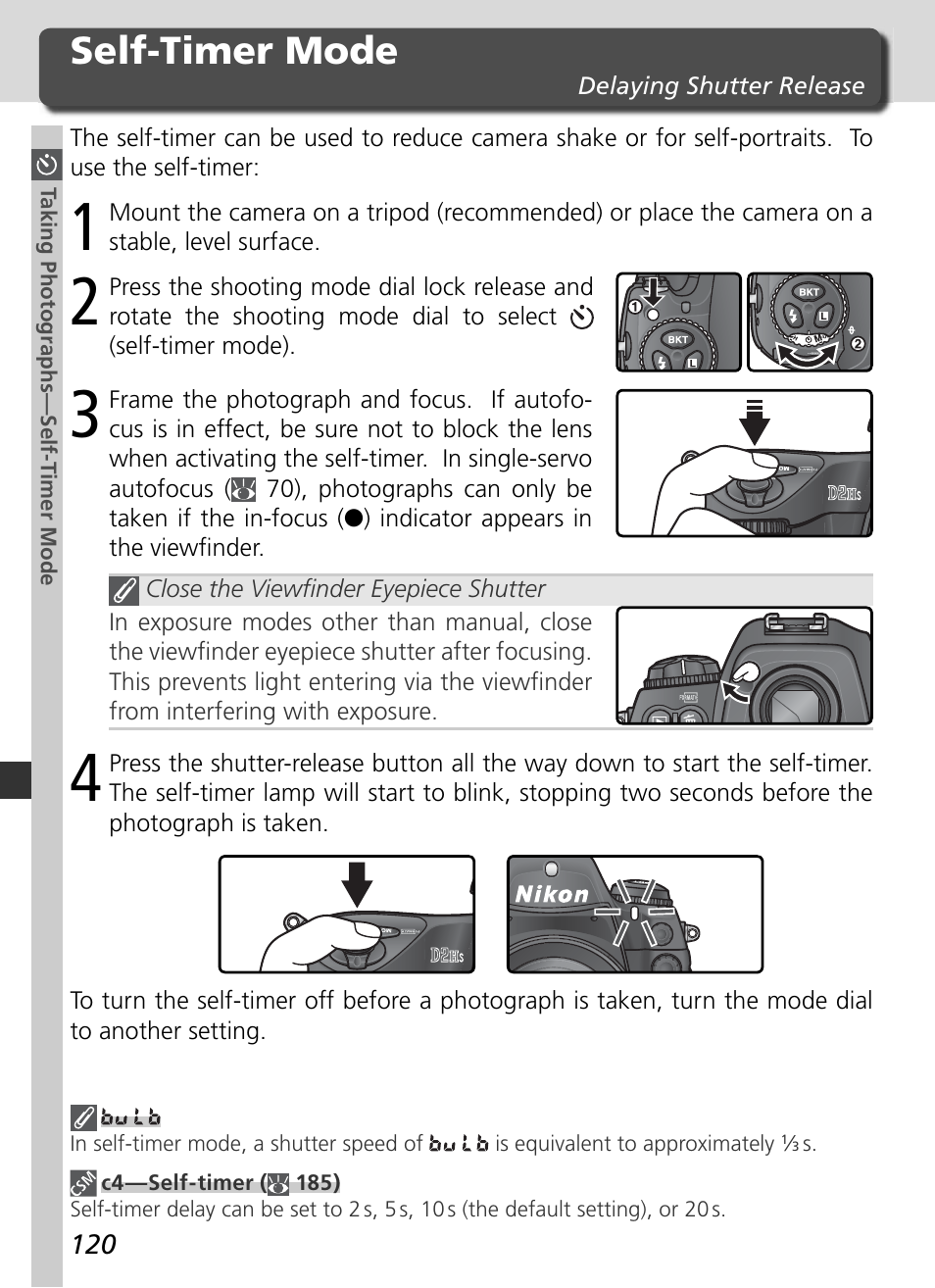 Self-timer mode | Nikon D2HS User Manual | Page 134 / 271