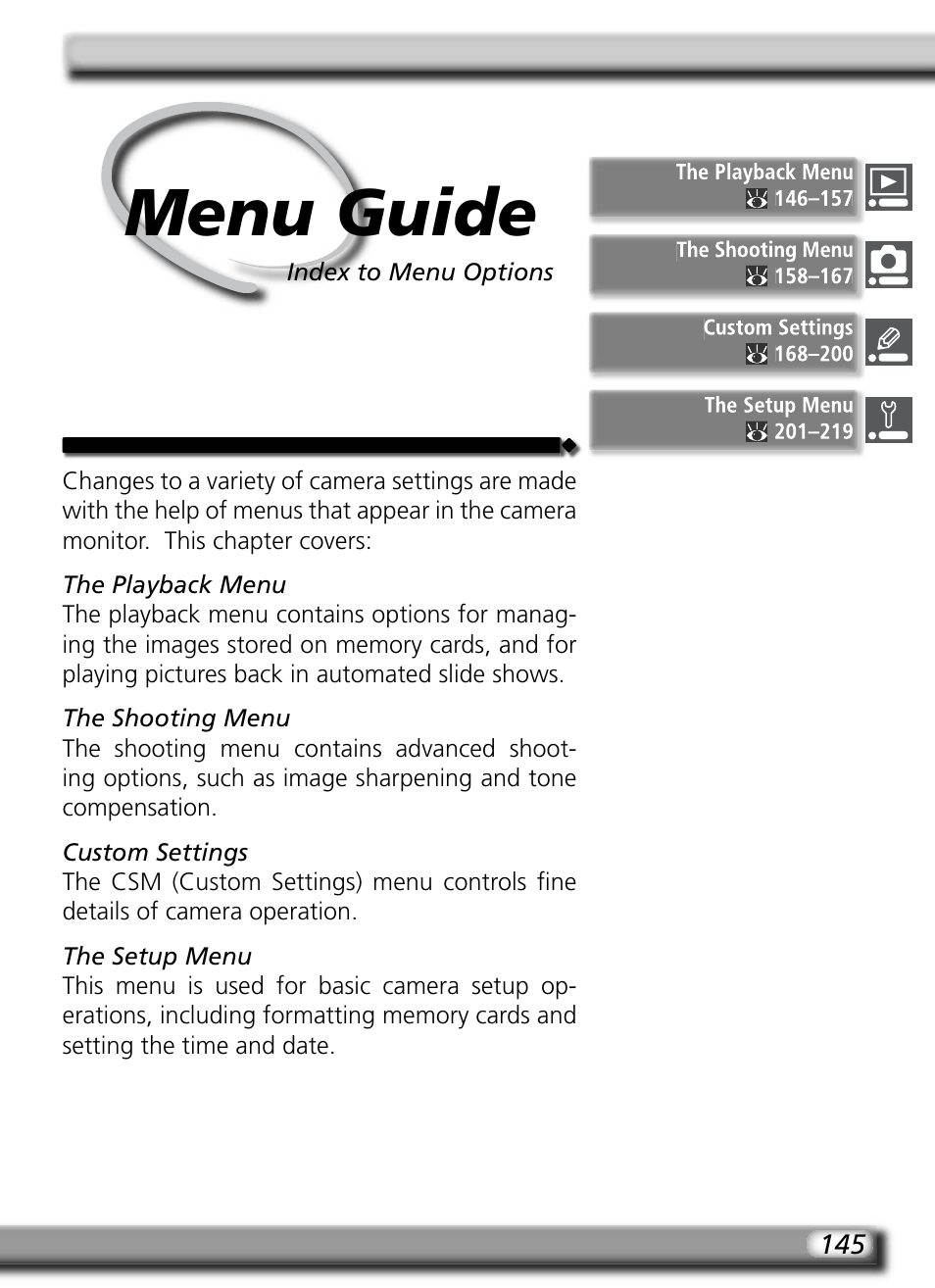 Menu guide | Nikon D2HS User Manual | Page 159 / 271