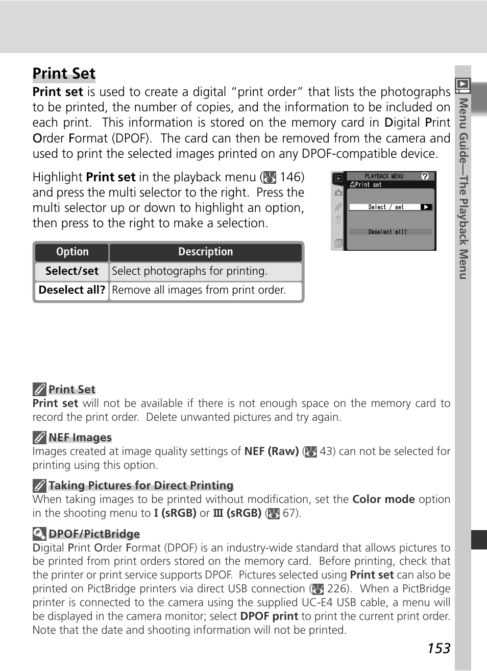 Print set | Nikon D2HS User Manual | Page 167 / 271