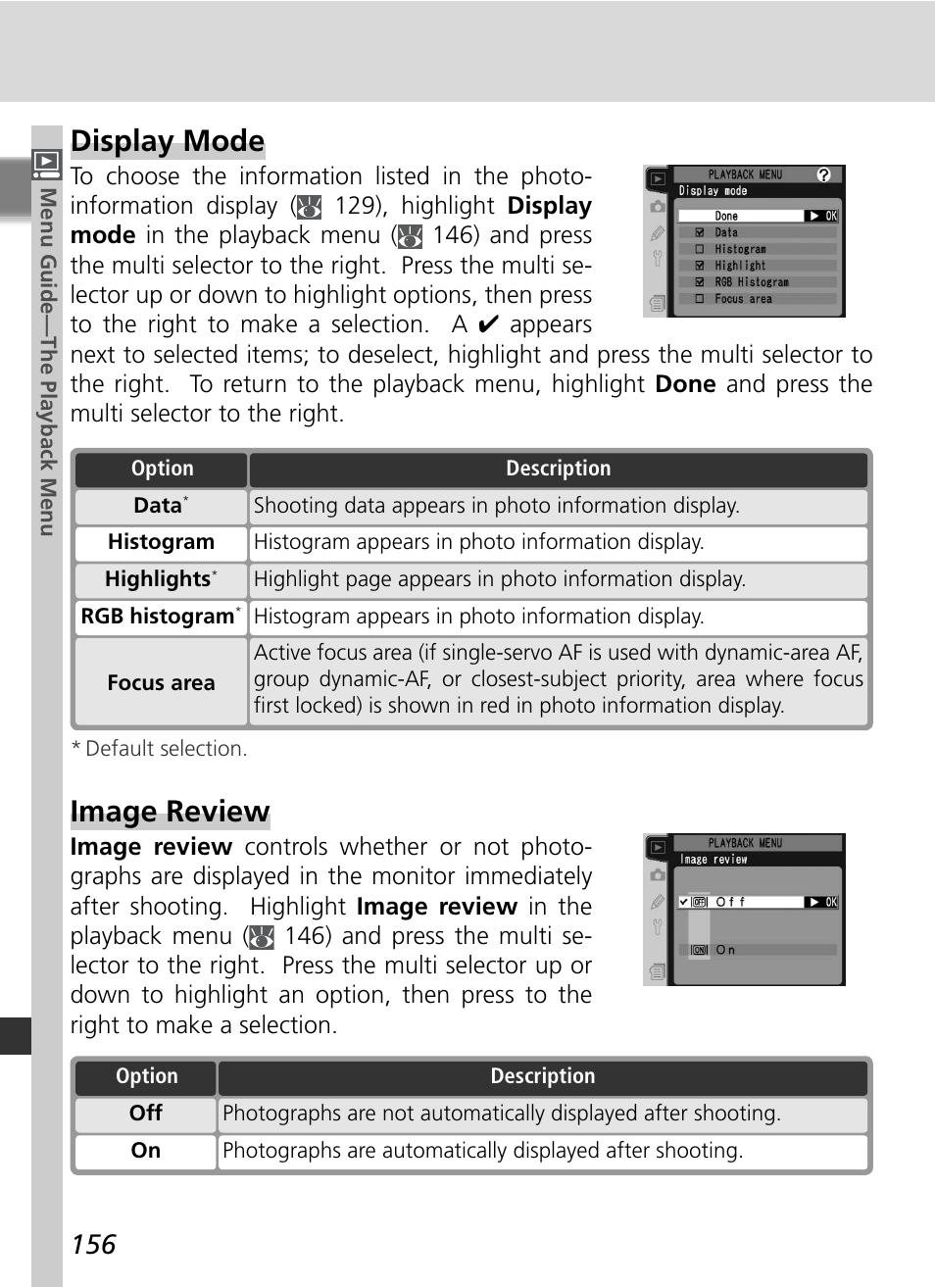 Display mode, Image review | Nikon D2HS User Manual | Page 170 / 271