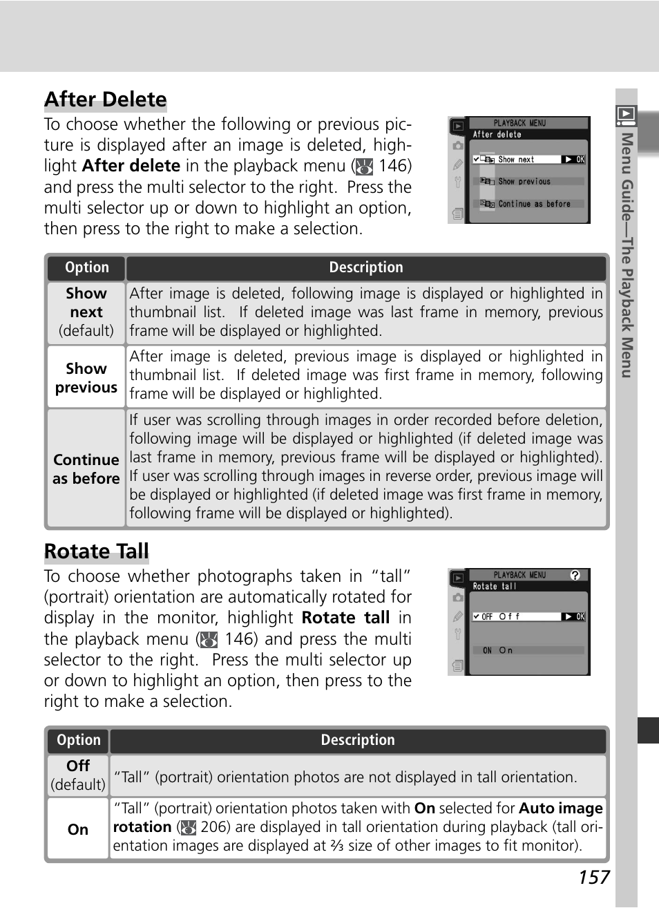 After delete, Rotate tall | Nikon D2HS User Manual | Page 171 / 271