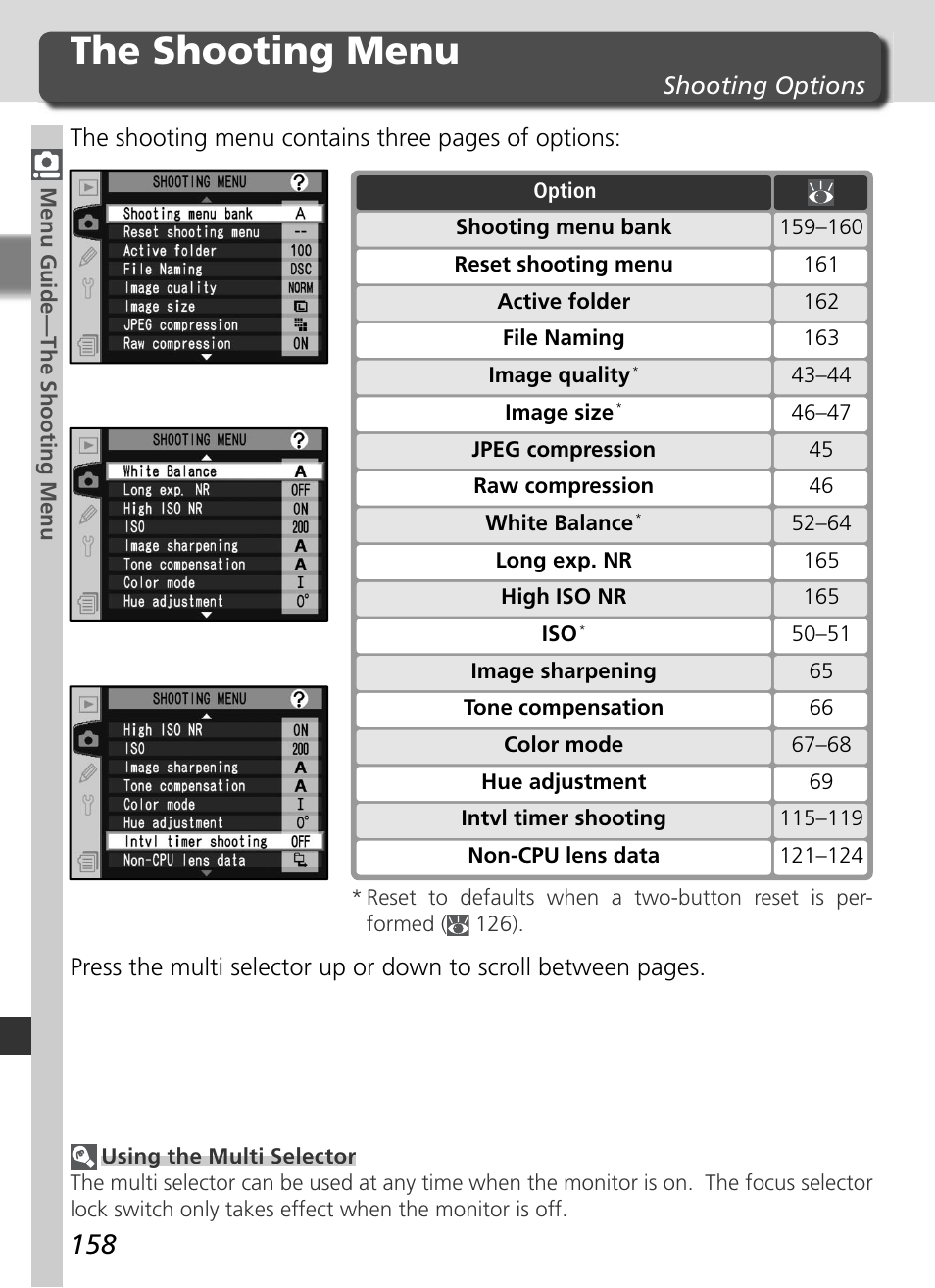 The shooting menu | Nikon D2HS User Manual | Page 172 / 271