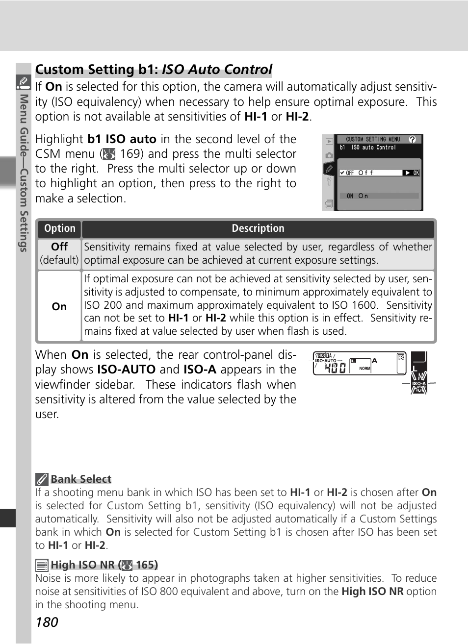 Custom setting b1: iso auto control | Nikon D2HS User Manual | Page 194 / 271