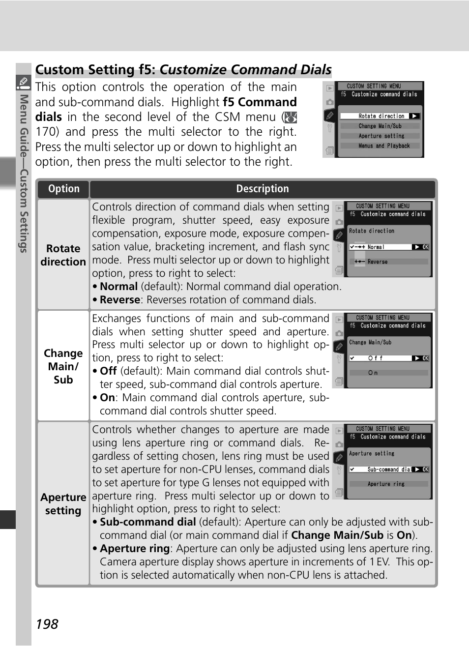 Custom setting f5: customize command dials | Nikon D2HS User Manual | Page 212 / 271