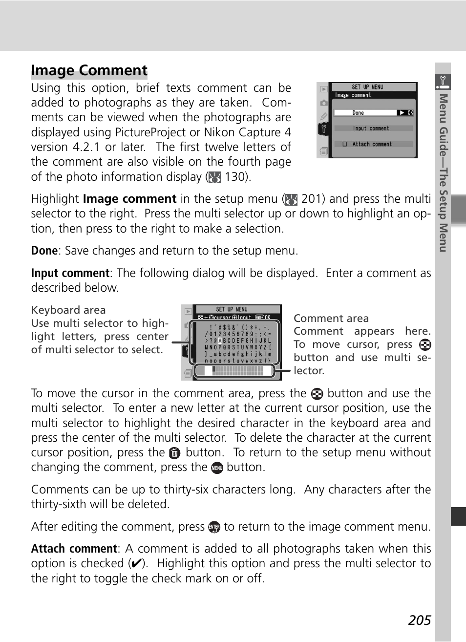Image comment | Nikon D2HS User Manual | Page 219 / 271
