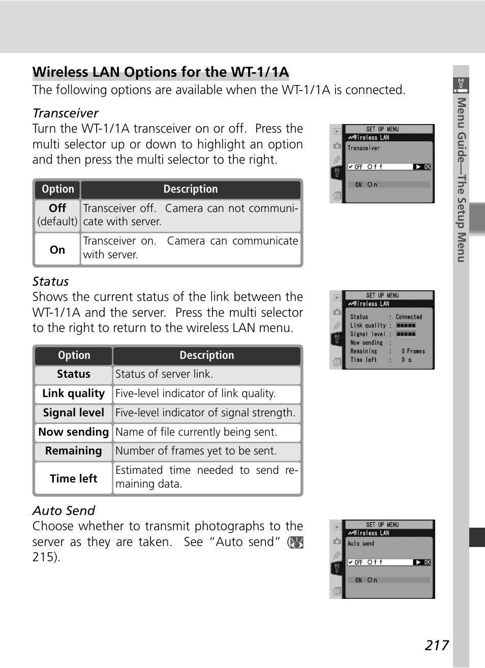 Wireless lan options for the wt-1 / 1a | Nikon D2HS User Manual | Page 231 / 271