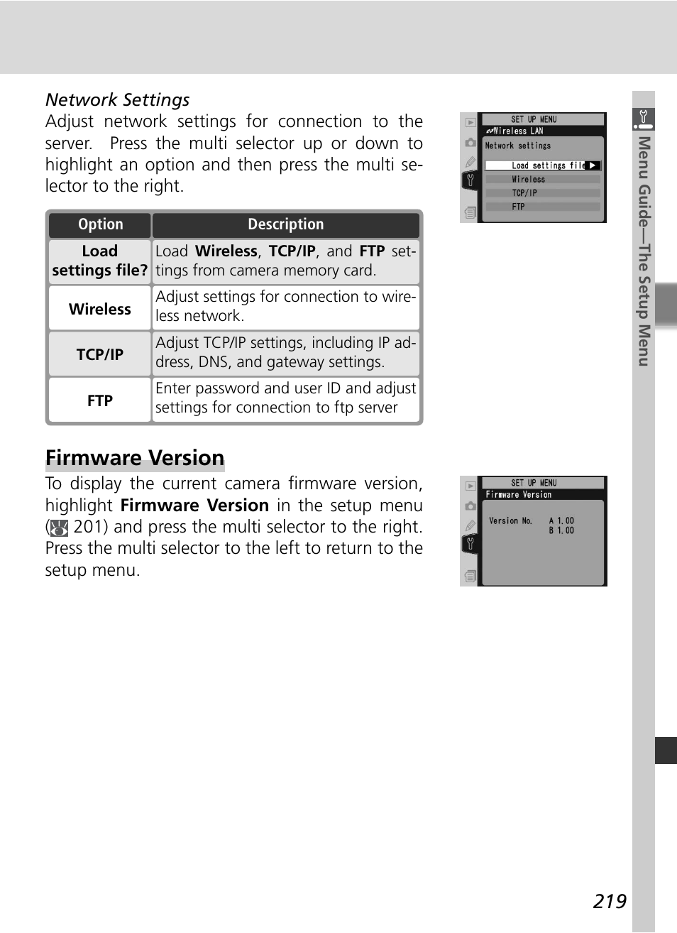 Firmware version | Nikon D2HS User Manual | Page 233 / 271