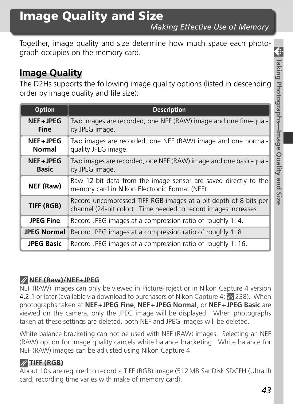 Image quality and size, Image quality | Nikon D2HS User Manual | Page 57 / 271