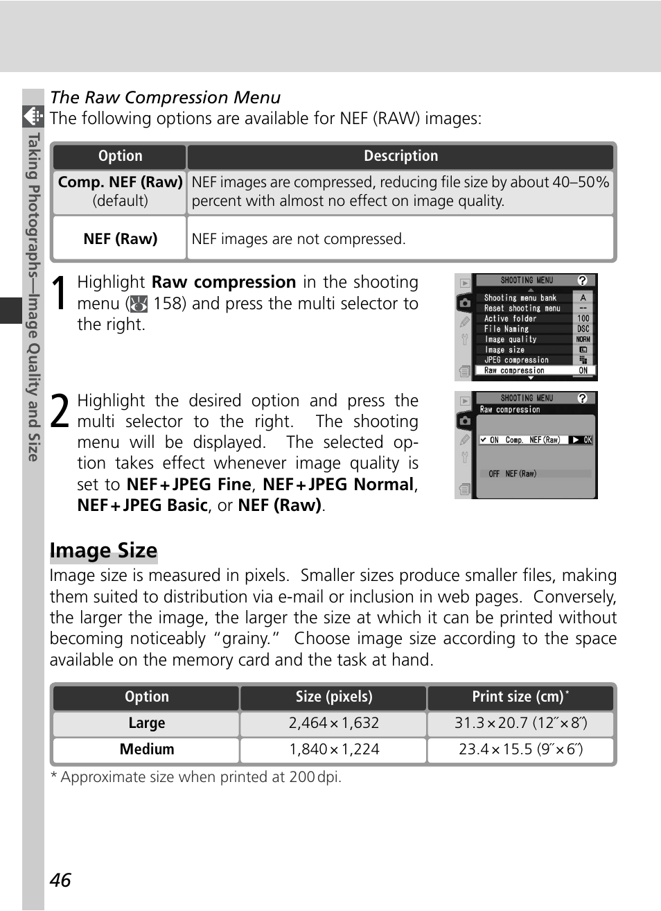 Image size | Nikon D2HS User Manual | Page 60 / 271