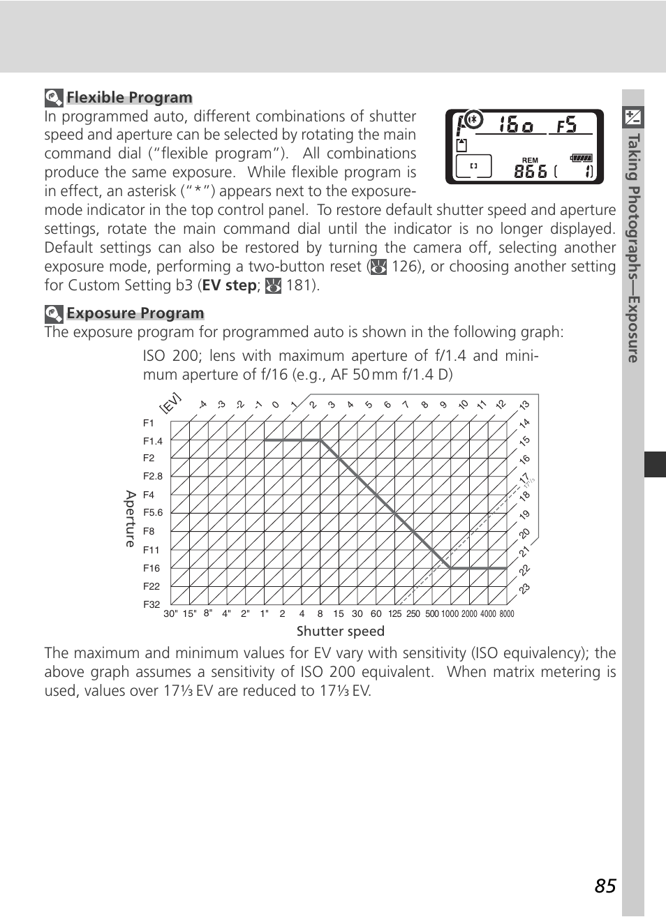 Ev are re duced to 17, Aperture shutter speed | Nikon D2HS User Manual | Page 99 / 271