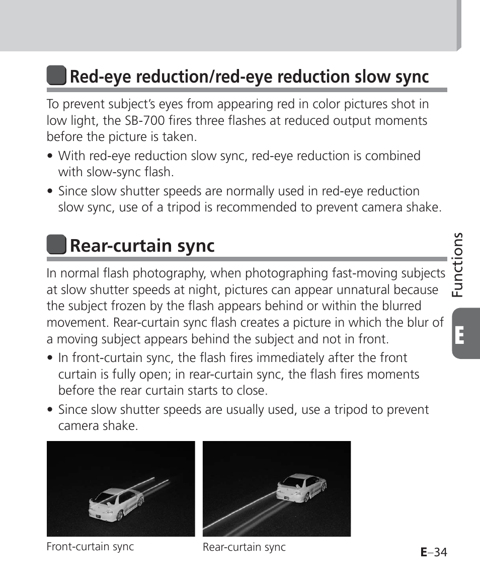 Red-eye reduction/red-eye reduction slow sync, Rear-curtain sync | Nikon Speedlight SB-700 User Manual | Page 125 / 164