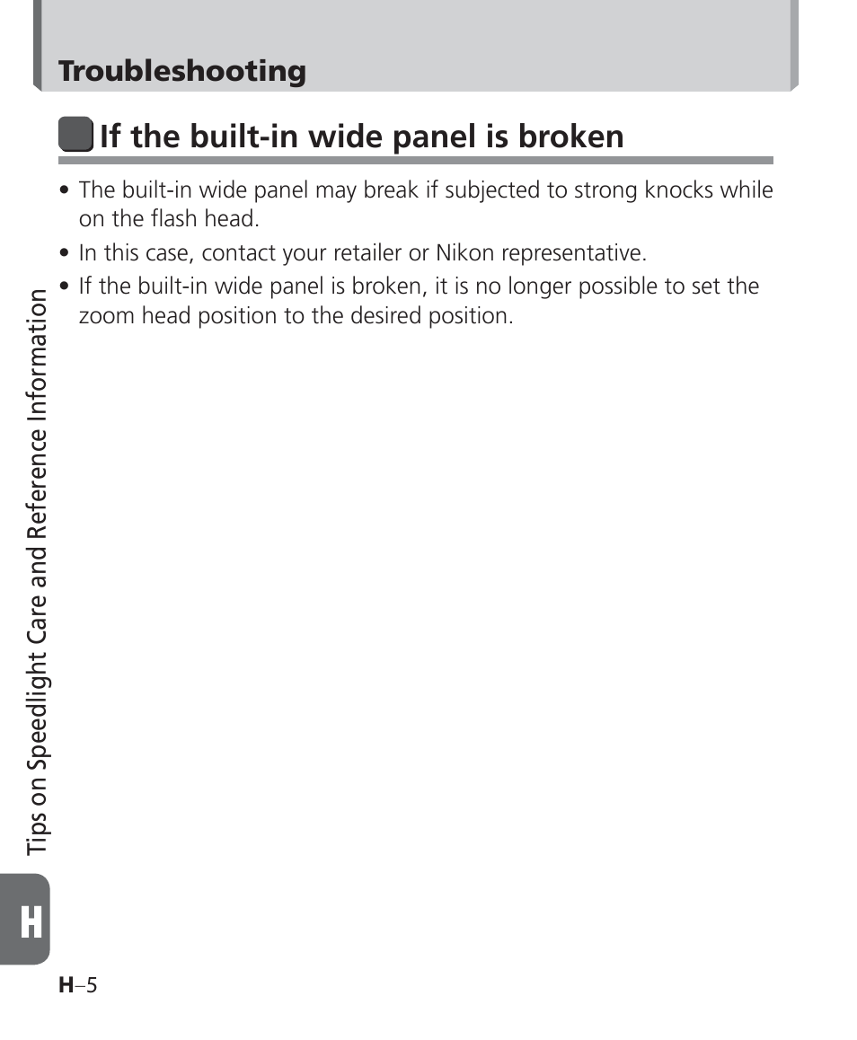 If the built-in wide panel is broken | Nikon Speedlight SB-700 User Manual | Page 134 / 164