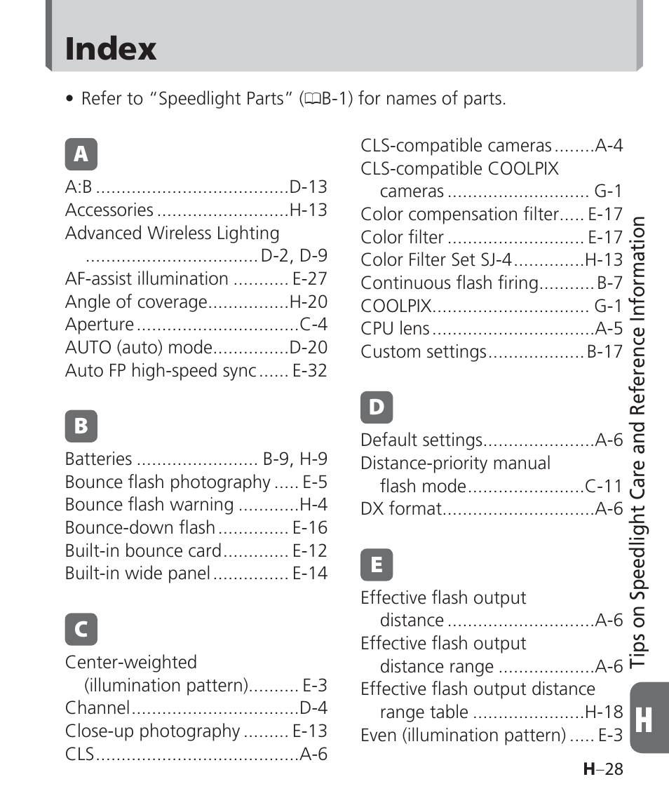 Index | Nikon Speedlight SB-700 User Manual | Page 157 / 164