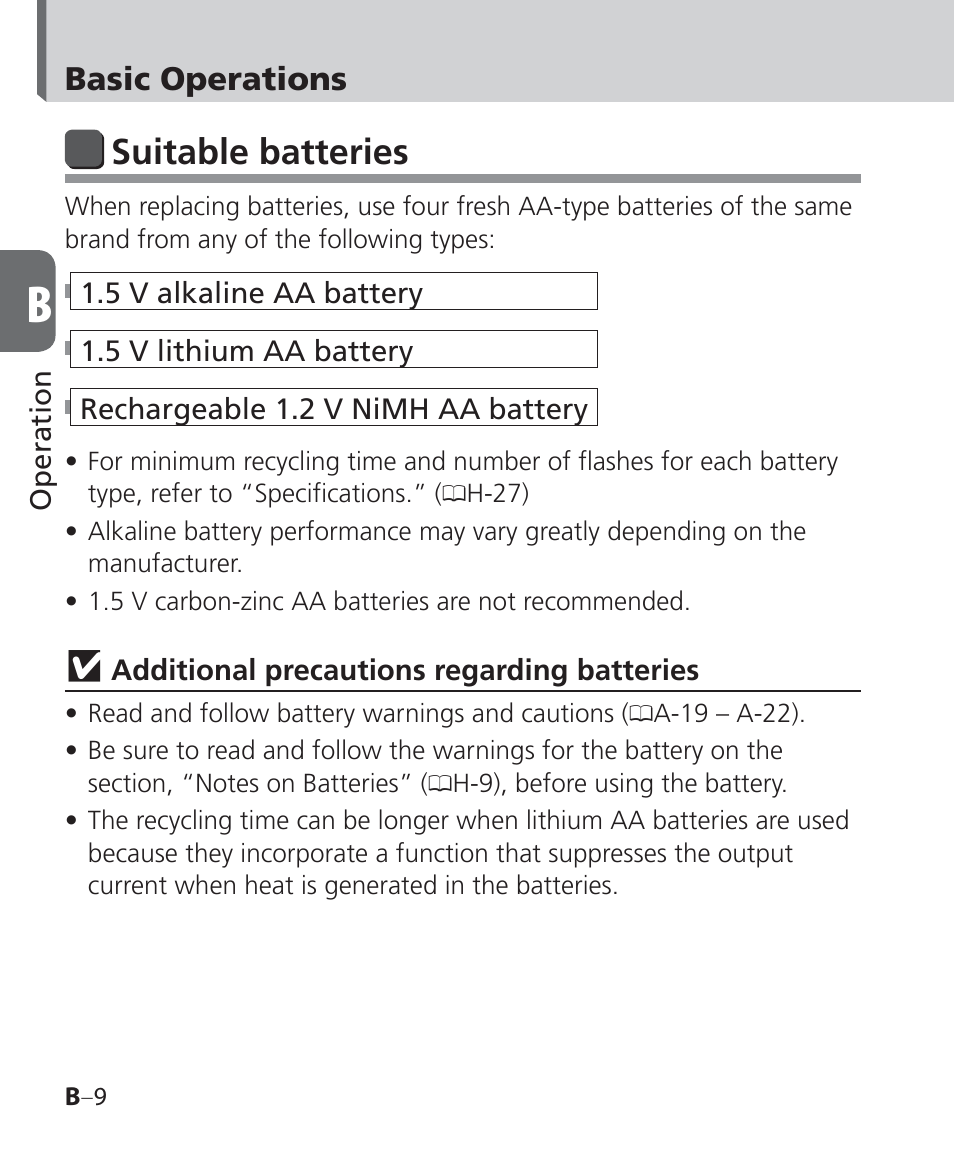 Suitable batteries | Nikon Speedlight SB-700 User Manual | Page 34 / 164