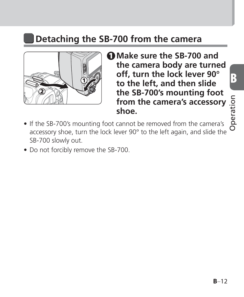 Detaching the sb-700 from the camera | Nikon Speedlight SB-700 User Manual | Page 37 / 164