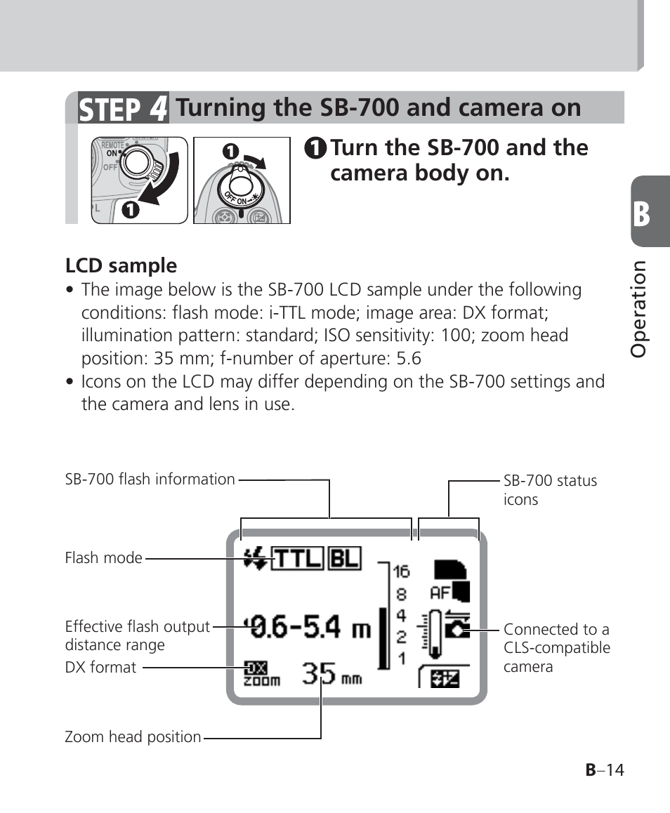 Step, Turning the sb-700 and camera on | Nikon Speedlight SB-700 User Manual | Page 39 / 164