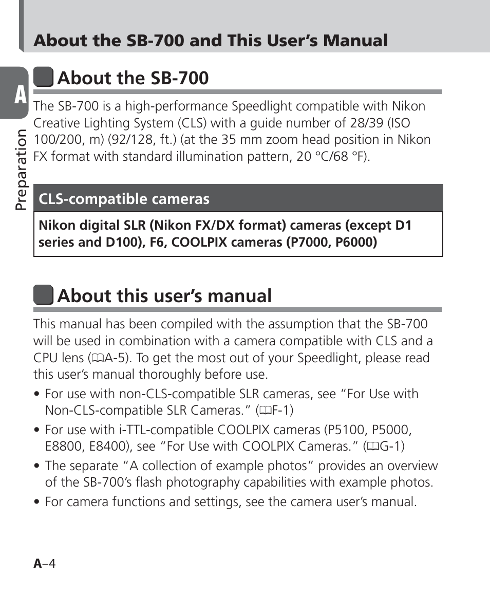 About the sb-700, About this user’s manual | Nikon Speedlight SB-700 User Manual | Page 4 / 164