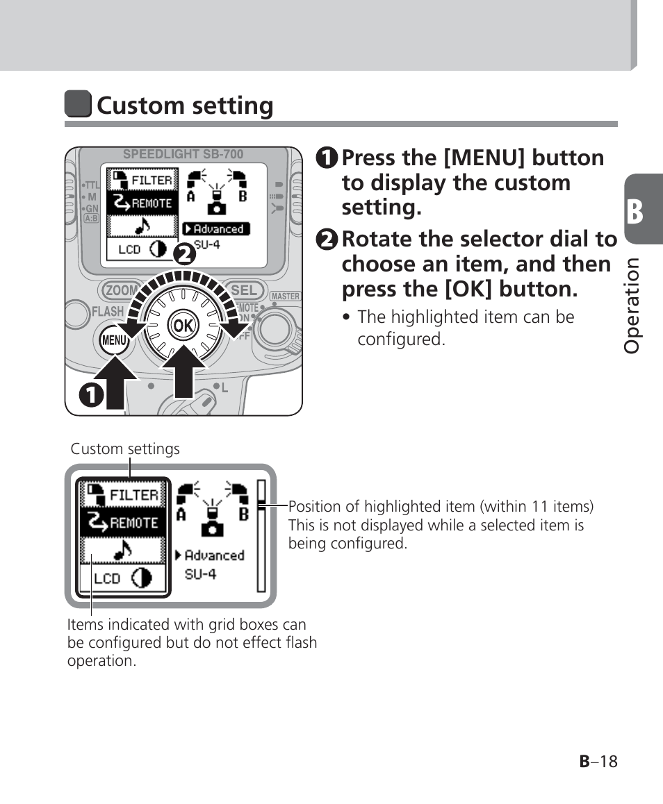 Custom setting | Nikon Speedlight SB-700 User Manual | Page 43 / 164