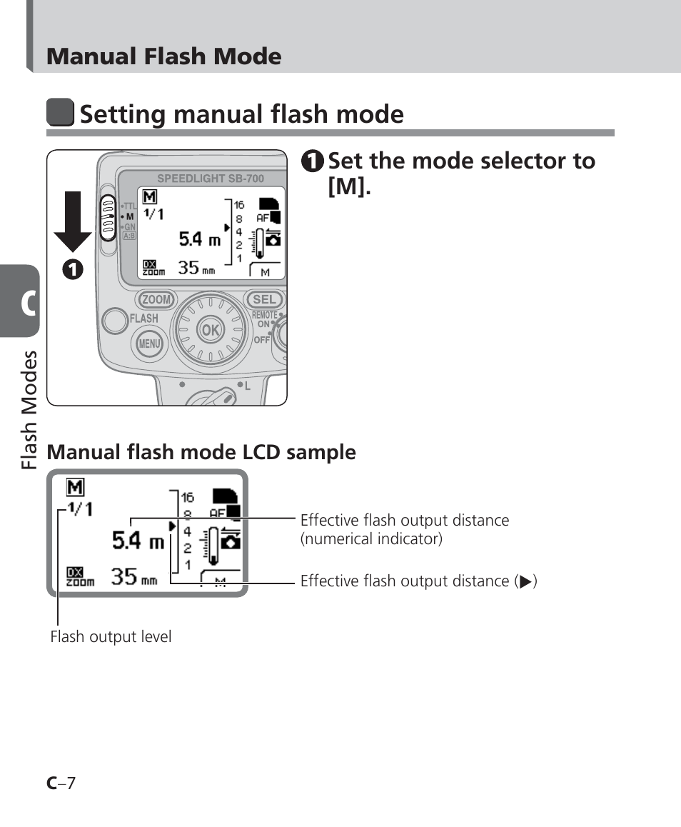 Setting manual flash mode | Nikon Speedlight SB-700 User Manual | Page 54 / 164