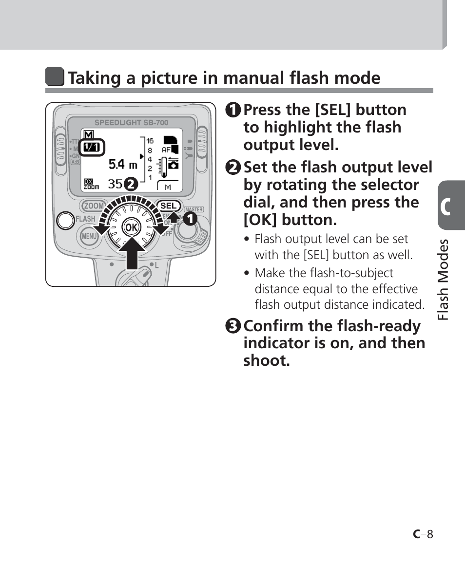 Taking a picture in manual flash mode | Nikon Speedlight SB-700 User Manual | Page 55 / 164