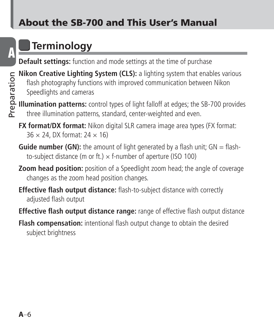 Terminology, About the sb-700 and this user’s manual | Nikon Speedlight SB-700 User Manual | Page 6 / 164