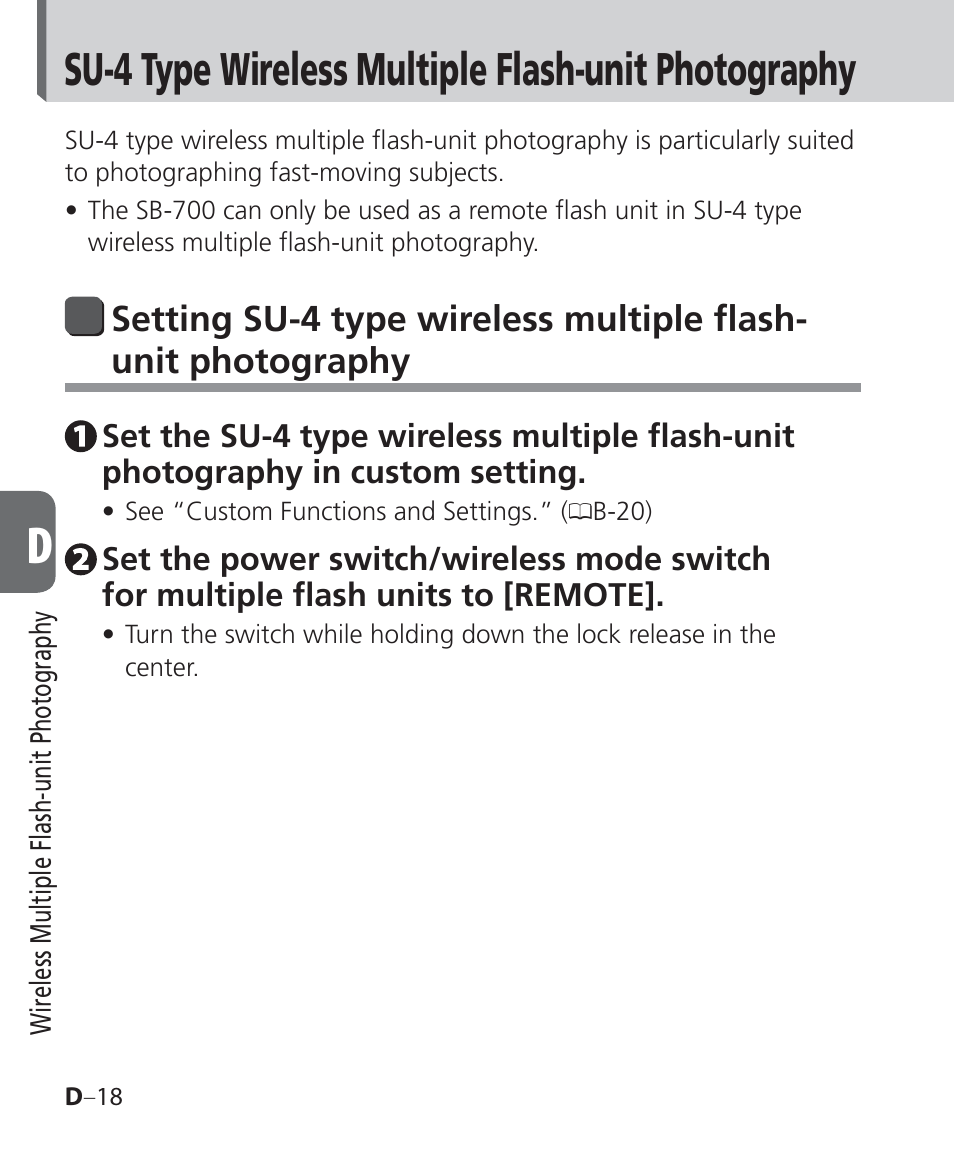 Su-4 type wireless multiple flash-unit photography | Nikon Speedlight SB-700 User Manual | Page 80 / 164