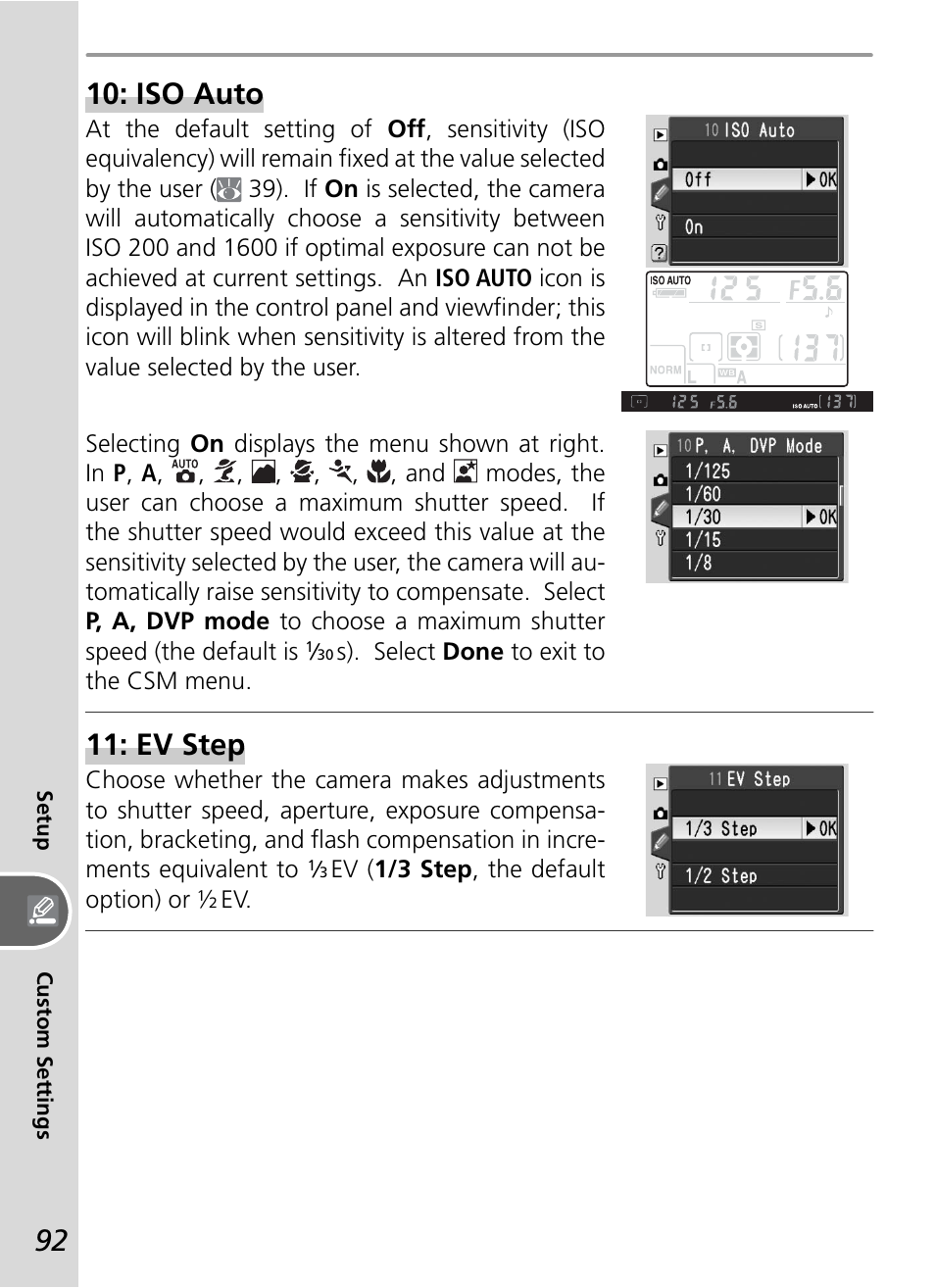 Ev step, Iso auto | Nikon D50 User Manual | Page 102 / 148