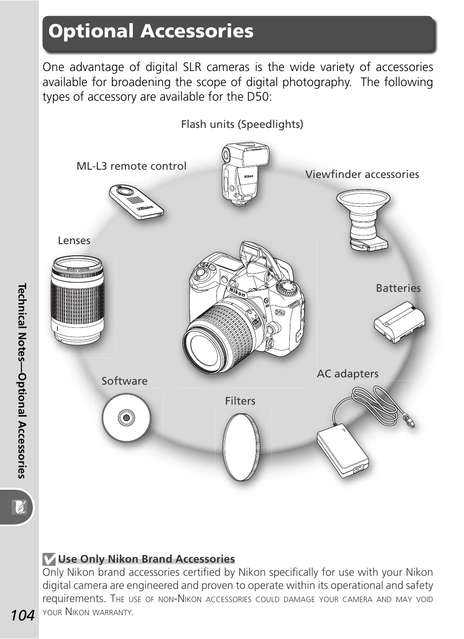 Optional accessories | Nikon D50 User Manual | Page 114 / 148