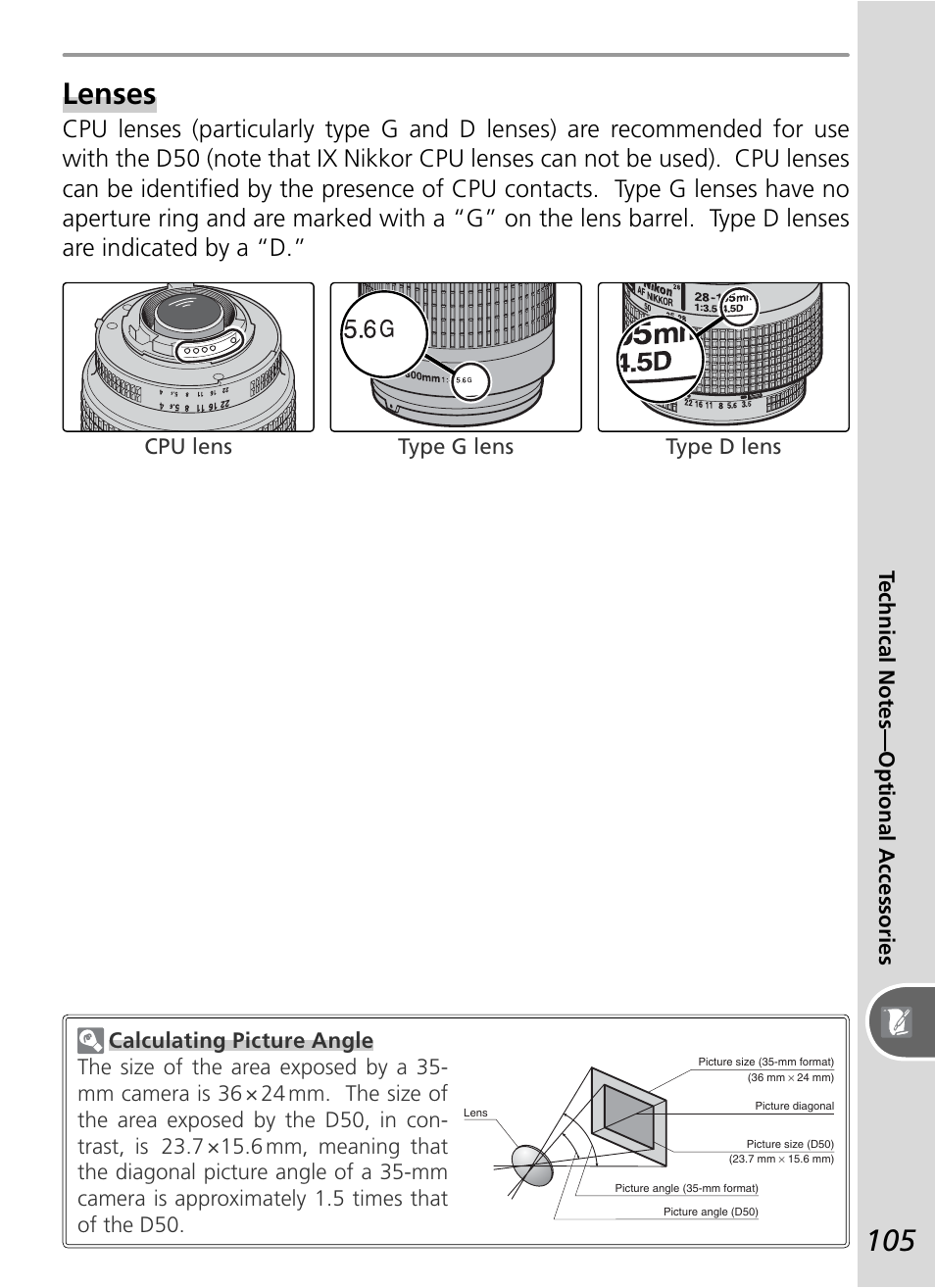 Lenses | Nikon D50 User Manual | Page 115 / 148