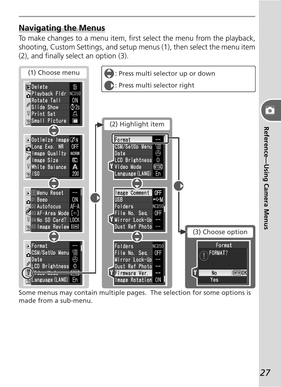 Navigating the menus | Nikon D50 User Manual | Page 37 / 148