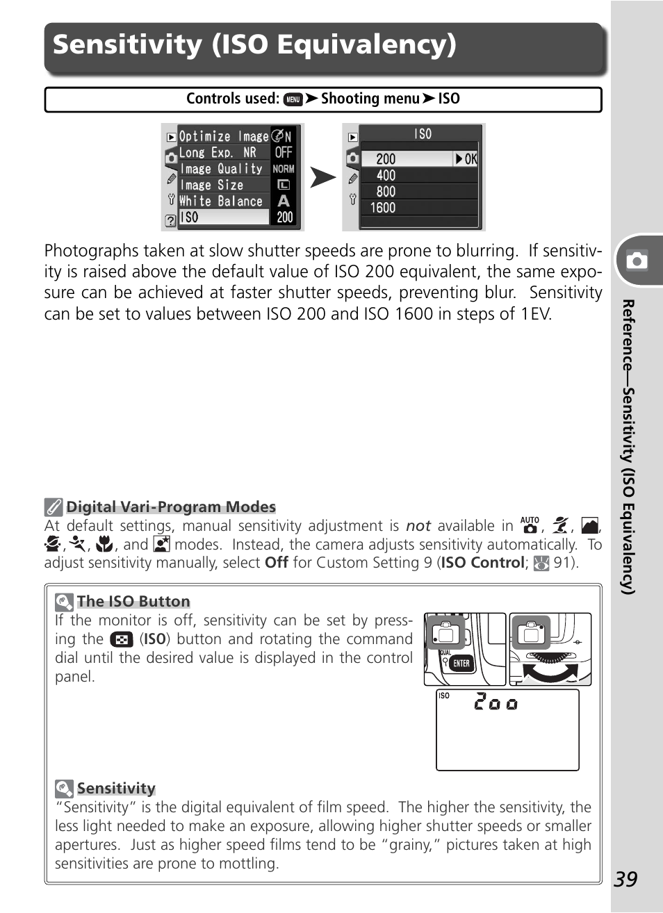 Sensitivity (iso equivalency) | Nikon D50 User Manual | Page 49 / 148