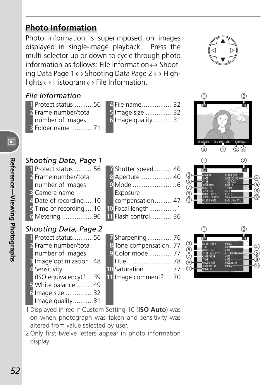 Photo information | Nikon D50 User Manual | Page 62 / 148