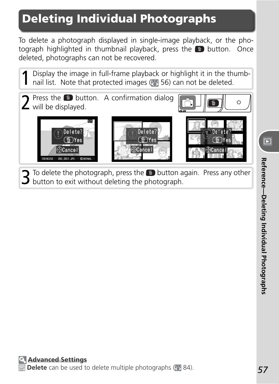 Deleting individual photographs | Nikon D50 User Manual | Page 67 / 148