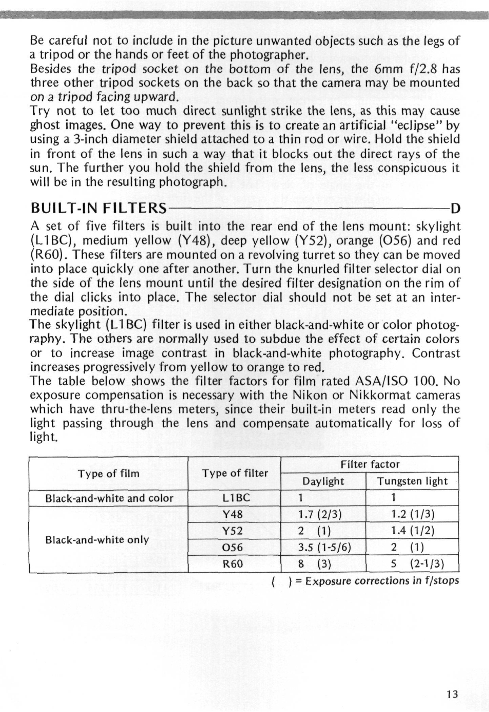 Built-in filters, Built-in filters- -d | Nikon Fisheye-NIKKOR 6mm f-2.8 User Manual | Page 13 / 36