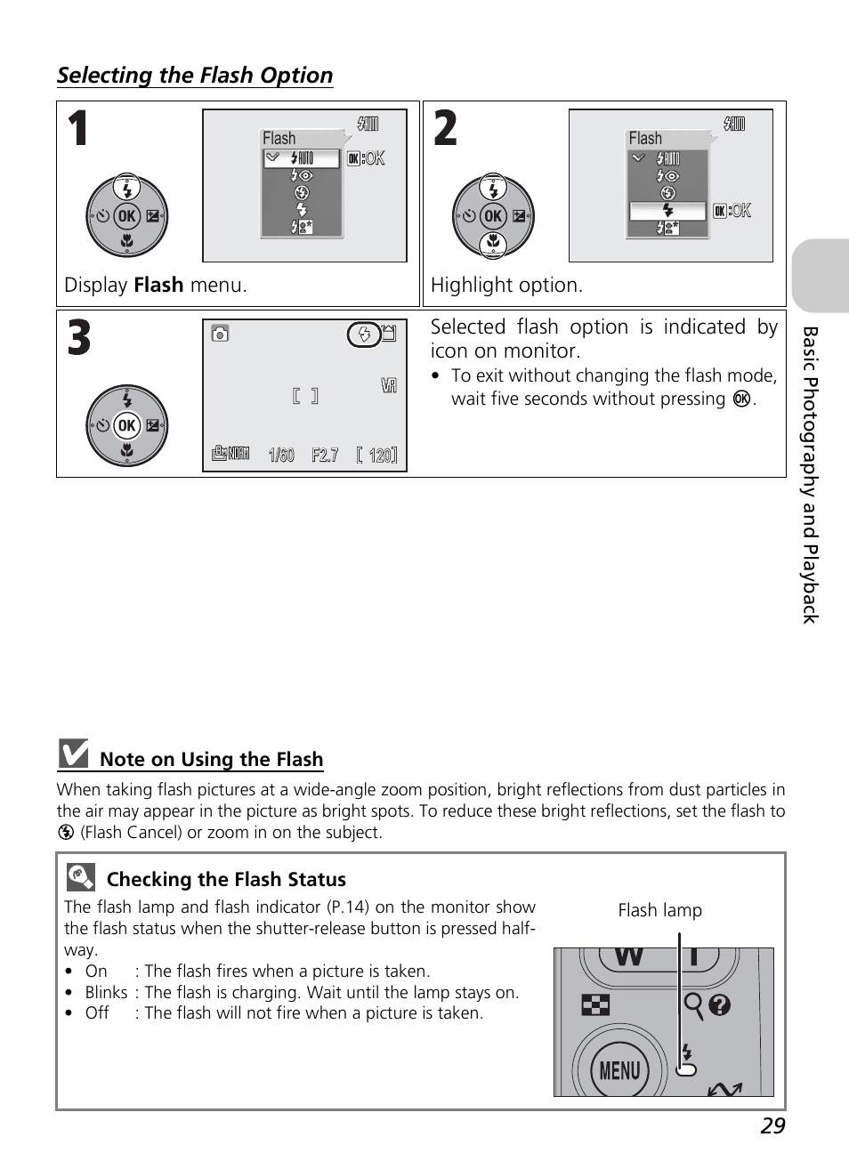 Selecting the flash option | Nikon P4 User Manual | Page 31 / 137