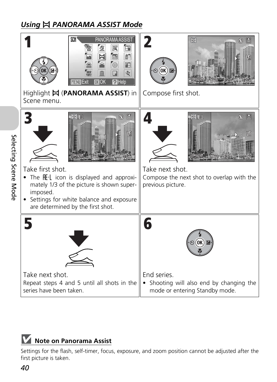 Using f panorama assist mode | Nikon P4 User Manual | Page 42 / 137