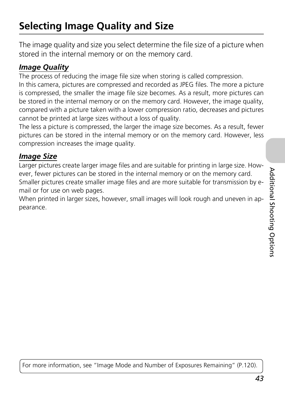 Selecting image quality and size | Nikon P4 User Manual | Page 45 / 137