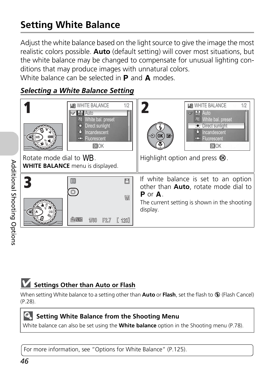 Setting white balance | Nikon P4 User Manual | Page 48 / 137